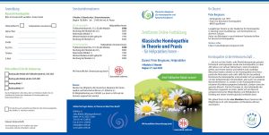 Zertifizierte Online-Fortbildung - Klassische Homöopathie in Theorie und Praxis